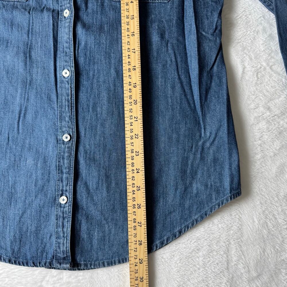 Hollister Denim Button Up Shirt Women’s Medium Chambray Long Sleeve Casual Top - Picture 3 of 8